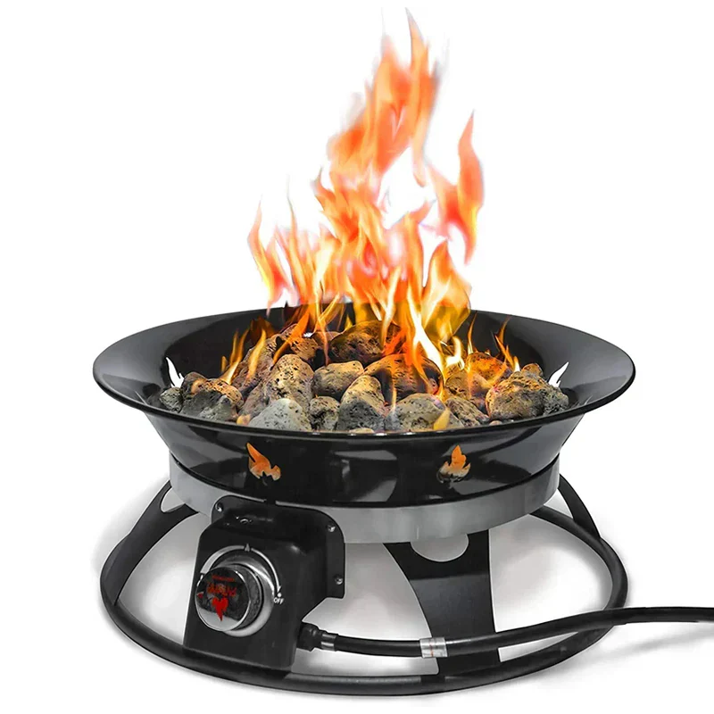 Portable Propane Fire Pit, 21-inch, 58,000 BTU with Fire Pit Cover & Carry Kit, Smokeless Gas Firebowl